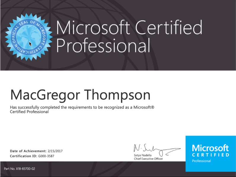 Microsoft Certified Professional Certificate